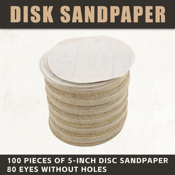 findmall 100Pack 5 Inch 80 Grit Sanding Disc Roll No Hole PSA Adhesive Sticky Back Application On Automotive, Marine, Industrial, Woodworking