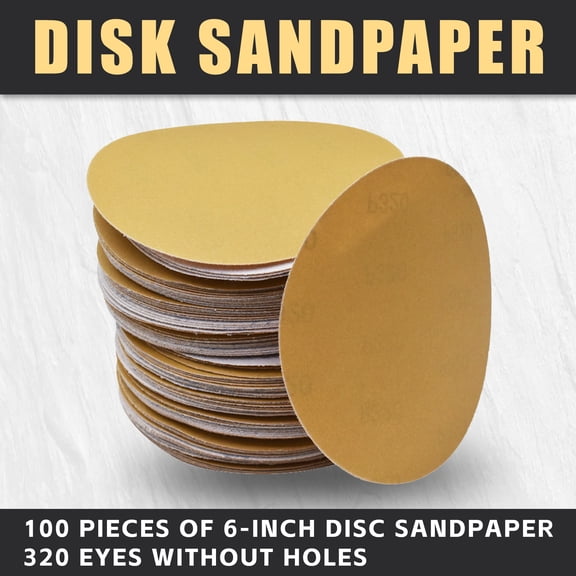 findmall 100Pack 6" Hook Loop Pads Sanding Disc Flocking Sandpaper Grit 60-320 NO-Hole