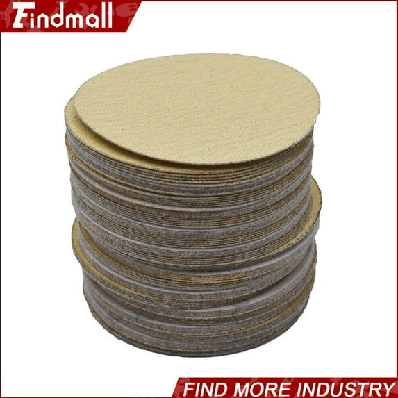 findmall 100Pcs 5" 80 Grit Hook Pads Sanding Disc Flocking NO-Hole Sand Paper