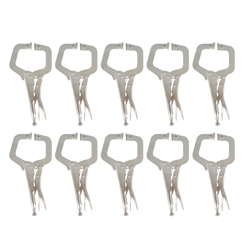 findmall 10Pcs 11 Inch Locking C Clamps with Swivel Pads Heavy Duty C-Type Locking Plier Table and Tool Vise Grip