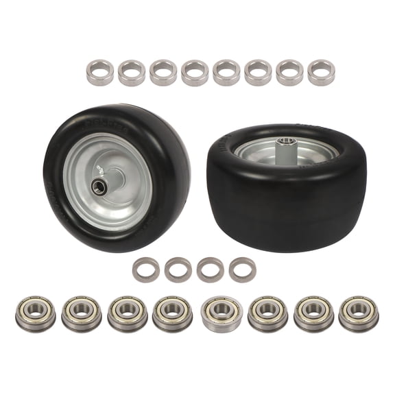 findmall 11 x 6.00-5 Solid Tire and Wheel with 3/4" Bearing Smooth Tread Replacement for Zero Turn Mower Front Tires, 2Pack