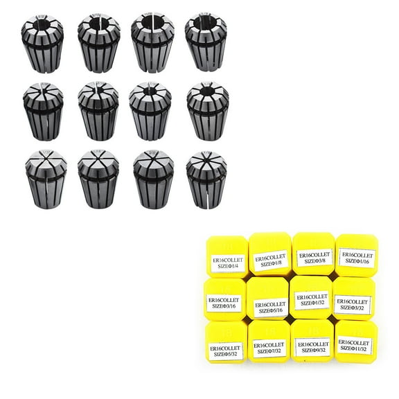 findmall 12Pcs ER16 1/32"-3/8" Spring Collet Set For CNC Milling Lathe Tool