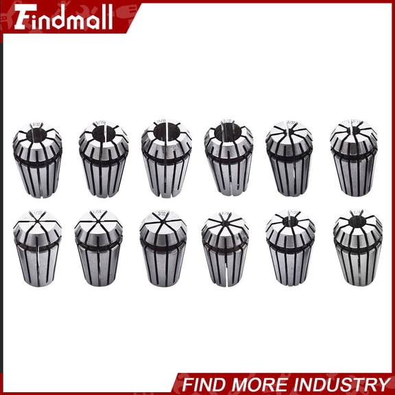 findmall 12Pcs ER16 Spring Collet Set 1/32"-3/8" For CNC Milling Lathe Tool