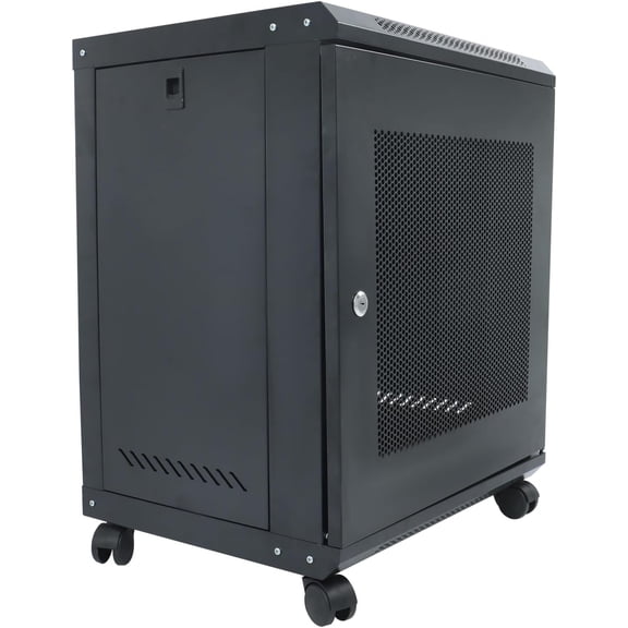 findmall 12U Server Rack Cabinet, Wall Mount Network Enclosure, 15.5 Inch Deep Door Lock, Removable Side Panels