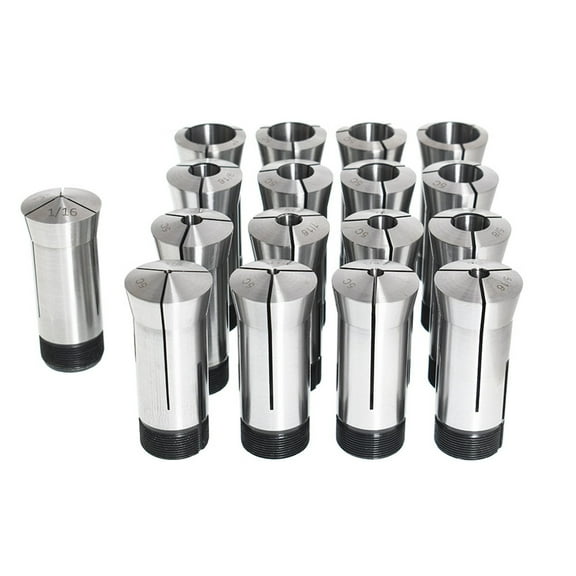 findmall 17Pcs 1/8 - 1-1/8" 5C Round Collet Set By 16th Harden 0006" TIR High Precision