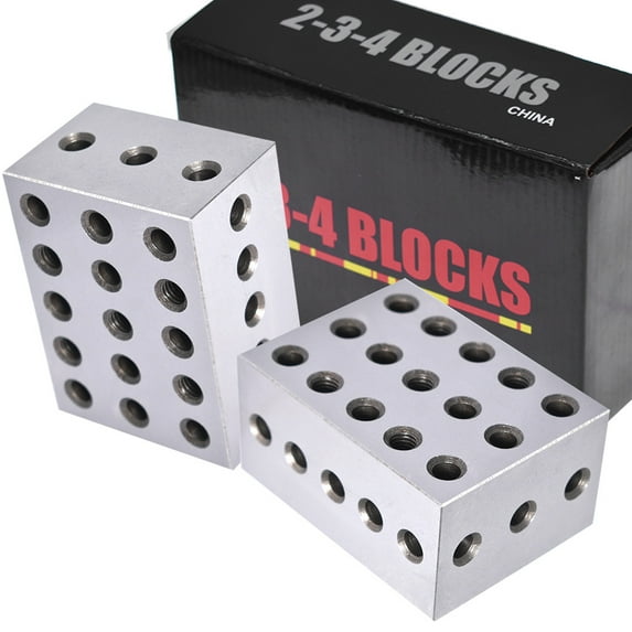 findmall 2-3-4 Blocks Matched Pair 23 Holes (2"x3"x4") 234 Precision Ground Machinist Set Up Blocks .0003" HRC 55-62