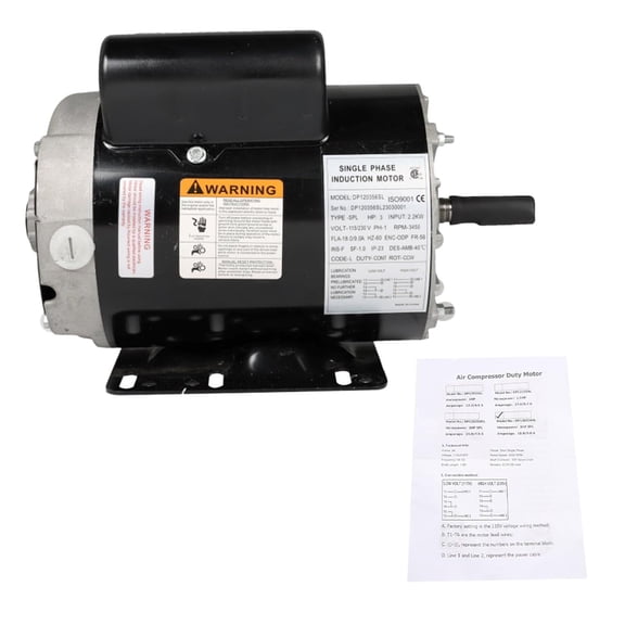 findmall 3 HP SPL Electric Motor 56 Frame 3450RPM Single Phase Motor General Air Compressor Motor 5/8 Shaft 115/230V