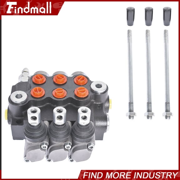 findmall 3 Spool Hydraulic Directional Control Valve 11GPM Double Acting Adjustable New