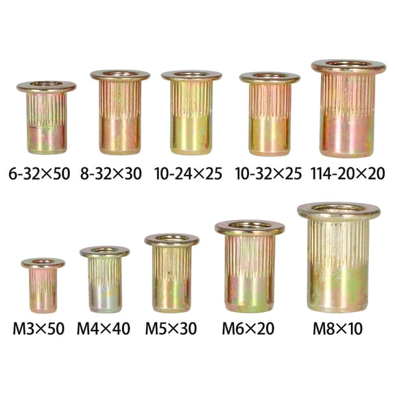 findmall 300 Pcs Zinc Steel Rivet Nut Kit Rivnut Nutsert Assort 150pcs Metric+150pcs SAE
