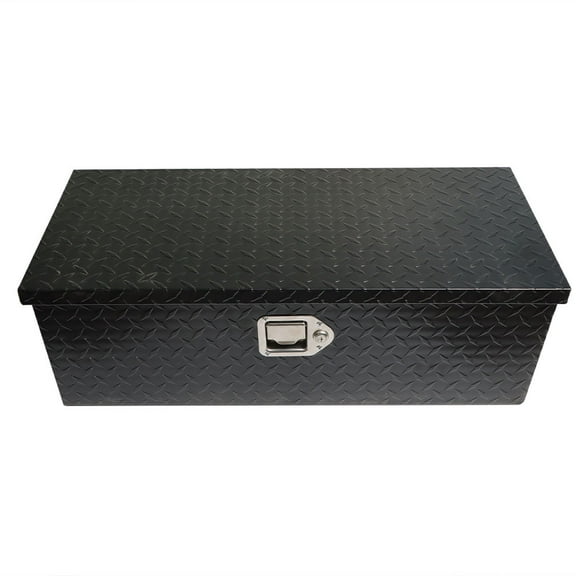 findmall 30inch Aluminum Pickup Truck Tool Box Storage with Side Handle & Lock Key Black