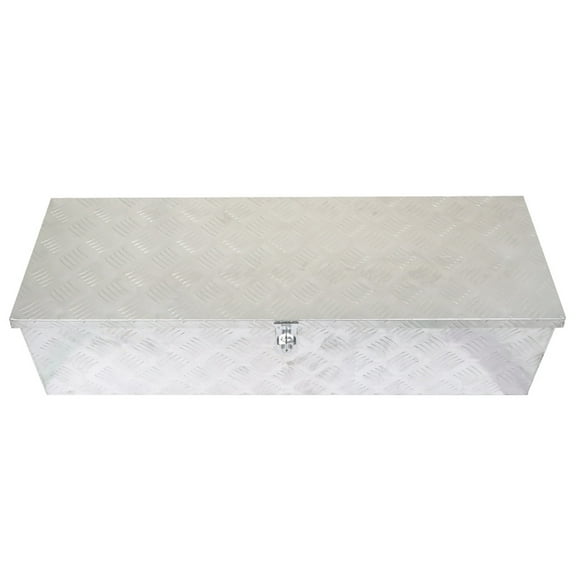 findmall 39 Inch Trailer Tongue Tool Box Chest Box Diamond Tread Aluminum Heavy Duty Truck Pick Up Underbody Storage Organizer Handling Tools Weather Resistant w/Lock Sliver