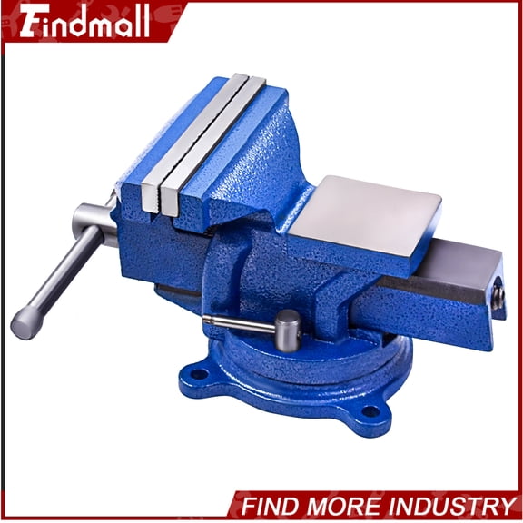 findmall 5" Bench Vise with Anvil Swivel Locking Base Table Top Clamp Heavy Vice