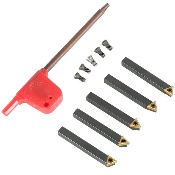 findmall 5 Pieces/Set 1/4'' Carbide Indexable Turning Tool Set in Fitted Box