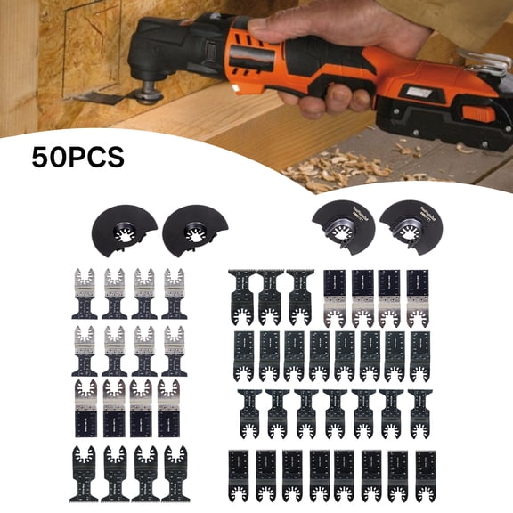findmall 50 Pack Oscillating Tool Blades For Metal Wood Plastic Cutter Multitool Blades
