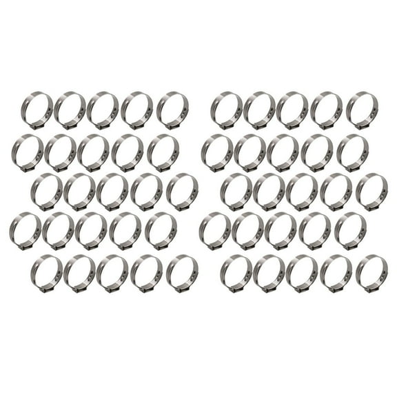 findmall 50pcs 1" Stainless Steel Clamp Cinch Ring Crimp Pinch Fitting Tubing