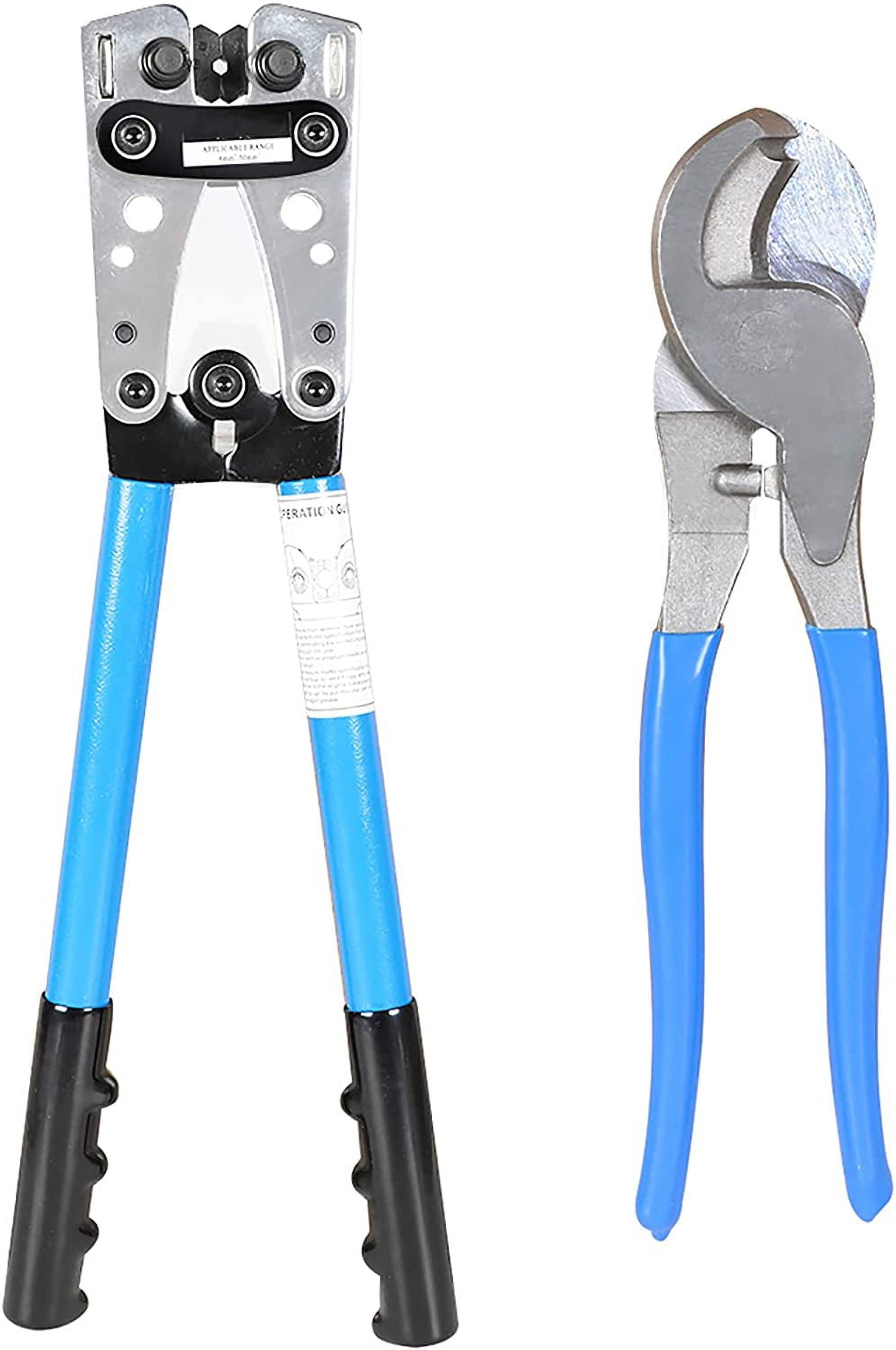 findmall 6-50mm² Battery Cable Lug Crimper Tool Wire Crimping Tool Pliers with Cable Cutter for 10, 8, 6, 4, 2 and 1/0 AWG Crimping Wire Cable Wire Cable Cutting and Crimper