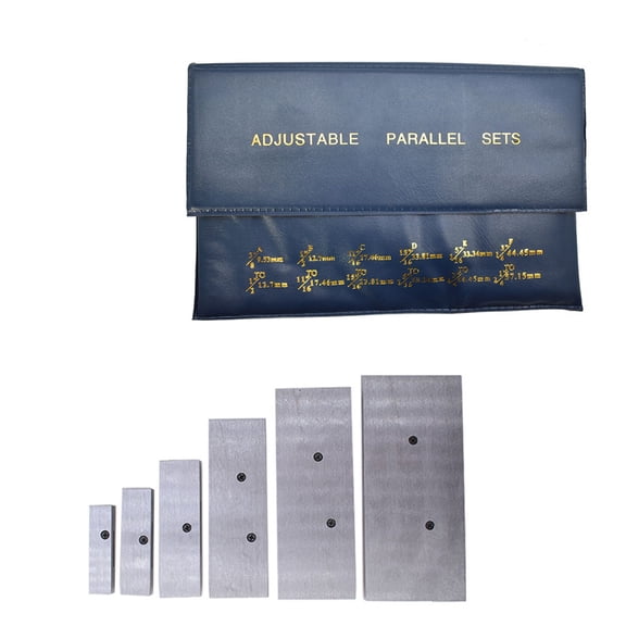 findmall 6 Pcs Adjustable Parallel Set 3/8" - 2-1/4" Hardened Steel Precision Parallel Set