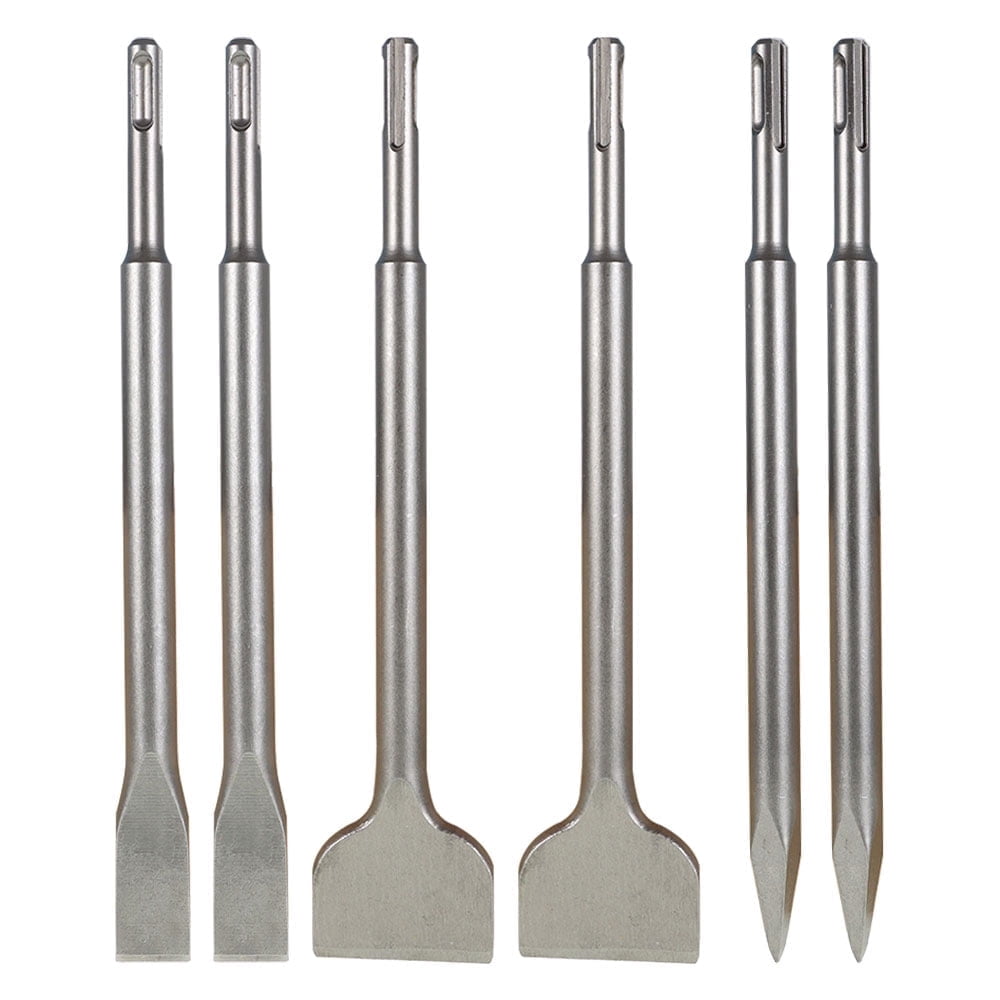 findmall 6-Piece SDS Plus Chisel Set, 40Cr Steel Concrete Drill Bit Set, Rotary Hammer Bits Chisel Set Including Point Chisel, 20mm Flat Chisel, 40mm Flat Chisel