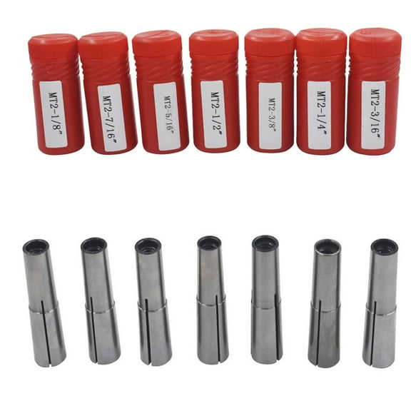 findmall 7-Pack Precision Morse Taper Collet Set 1/8-1/2in 2MT MT2 Mill Chuck Holder