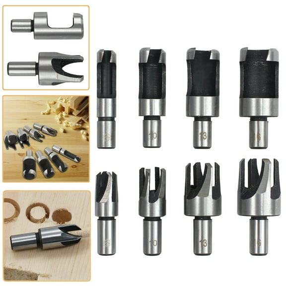 findmall 8Pcs Carbon Steel Plug Cutter Drill Bit Set, 6-22mm