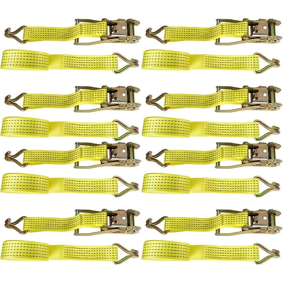 findmall 8Pcs Ratchet Straps 2 Inch x 15 Feet Tie-Down Straps 5000Lbs Heavy Duty Ratchet Cargo Strap Fit for Moving and Securing Cargo