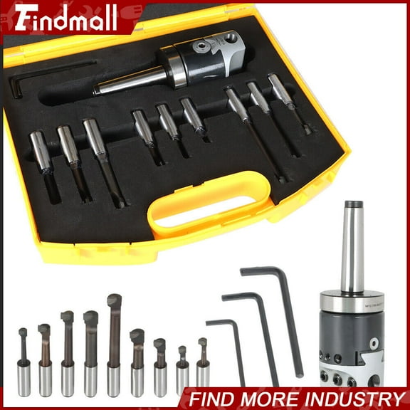 findmall 9Pcs 1/2" Shank Boring Bar Set and 2" Boring Head (7/8-20) With MT2 Shank