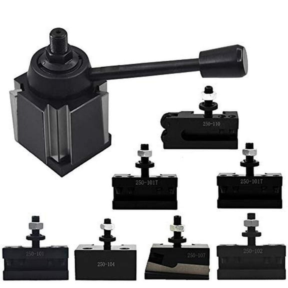 findmall AXA Size 250-111 Wedge Type Tool Post Set for Lathe 6-12"+2 Extra T Tool Holder