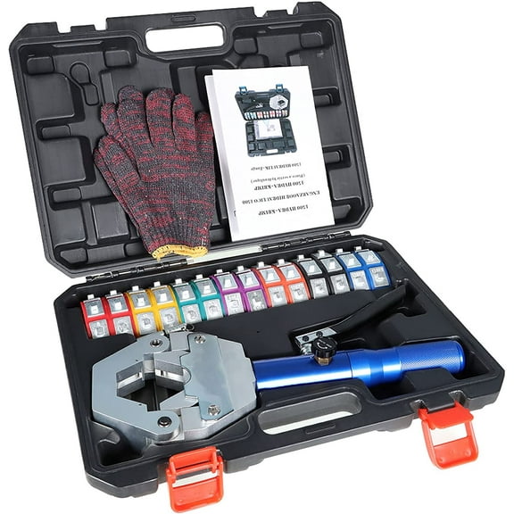 findmall Hydraulic AC Hose Crimper Kit Hydraulic Hose Crimper Hydra-Crimp 71500 Hydraulic Hose Crimping Tool with 7 Pairs of Dies Set Fit for Barbed and Beaded Hose Fittings