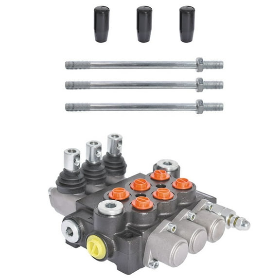 findmall Hydraulic Valve 3 Spool 13 GPM Hydraulic Directional Control Valve Double Acting Valve w/Joystick 3625 PSI SAE Ports