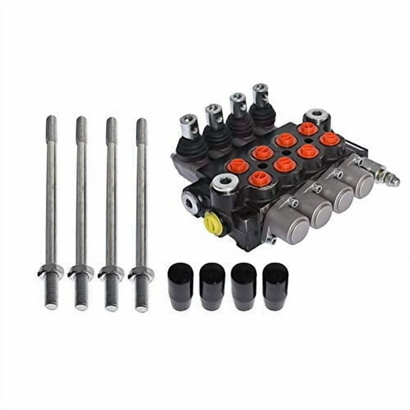 findmall Hydraulic Valve 4 Spool 11 GPM Hydraulic Directional Control Valve Double Acting Valve w/Joystick 3625 PSI SAE Ports