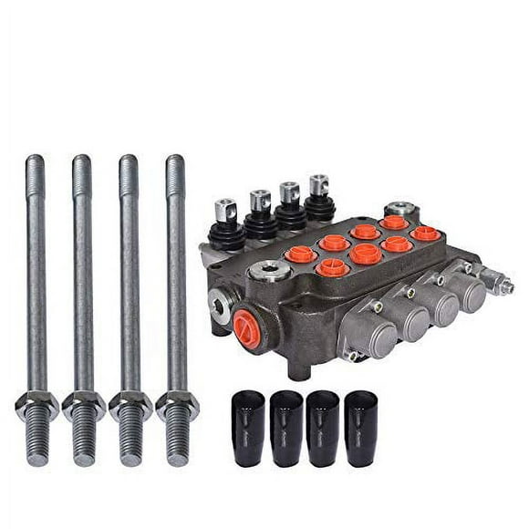findmall Hydraulic Valve 4 Spool 21 GPM Hydraulic Directional Control Valve Double Acting Valve w/Joystick 3600 PSI SAE Ports