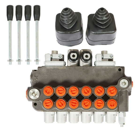 findmall Hydraulic Valve 6 Spool/Joystick 21 GPM Hydraulic Directional Control Valve Double Acting Valve w/Joystick 3625 PSI SAE Ports