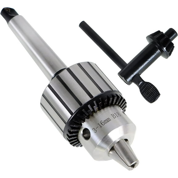 findmall MT2-B18 Super Heavy Duty Drill Chuck, 1/32" -1/2" Triple Grip Drill Chuck Press Chuck with Chuck Key Fit for Lathe and CNC Machines