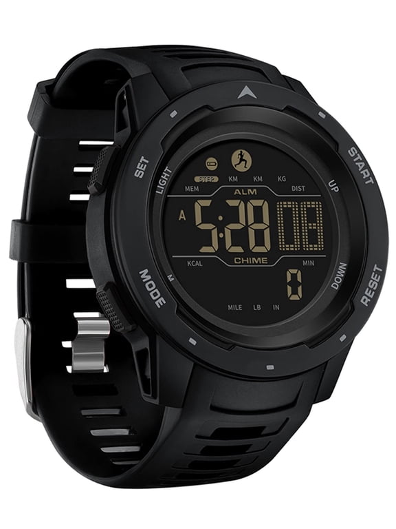 Digital Watches for Men Pedometer Step Calorie Counter Watch 5ATM Waterproof Sport Military Tactical Watch Stopwatch Countdown Alarm Sports Distance Record