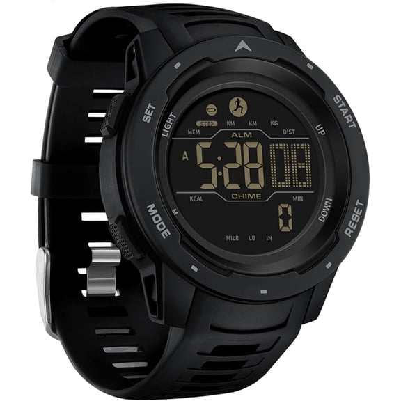 findtime Step Counter Fitness Tracker Watches for Men, Men's Digital Sports Watch IP68 Waterproof with Pedometer Calorie Dual Time Countdown Stopwatch, Tactical Military Outdoor Survival Hiking