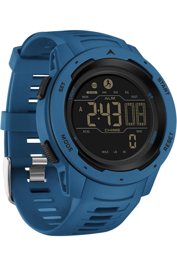 Step Counter Fitness Tracker Watches for Men, Men's Digital Sports Watch IP68 Waterproof with Pedometer Calorie Dual Time Countdown Stopwatch, Tactical Military Outdoor Survival Hiking