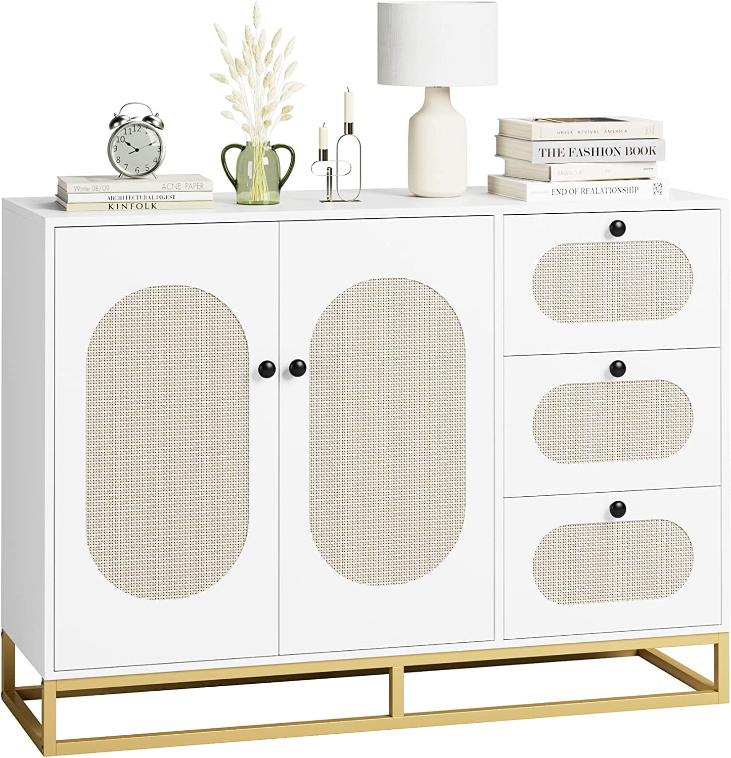 White Dresser for Bedroom Rattan Dresser Modern Dresser with