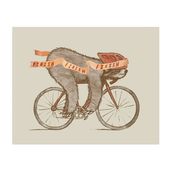 finish - Illustration Humor Animal Bicycle Surrealism Whimsical Unframed Wall Art Print 36 x 48 inches