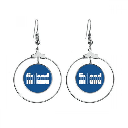 finland country flag name earrings dangle hoop jewelry drop circle