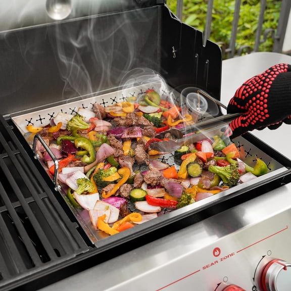 only fire 18 x 16 Inch Grill Basket for New 2022 Gas Grills, Stainless Steel Roasting Basket for Veggies, Replacement Grilling Basket for Crafted Frame Kit