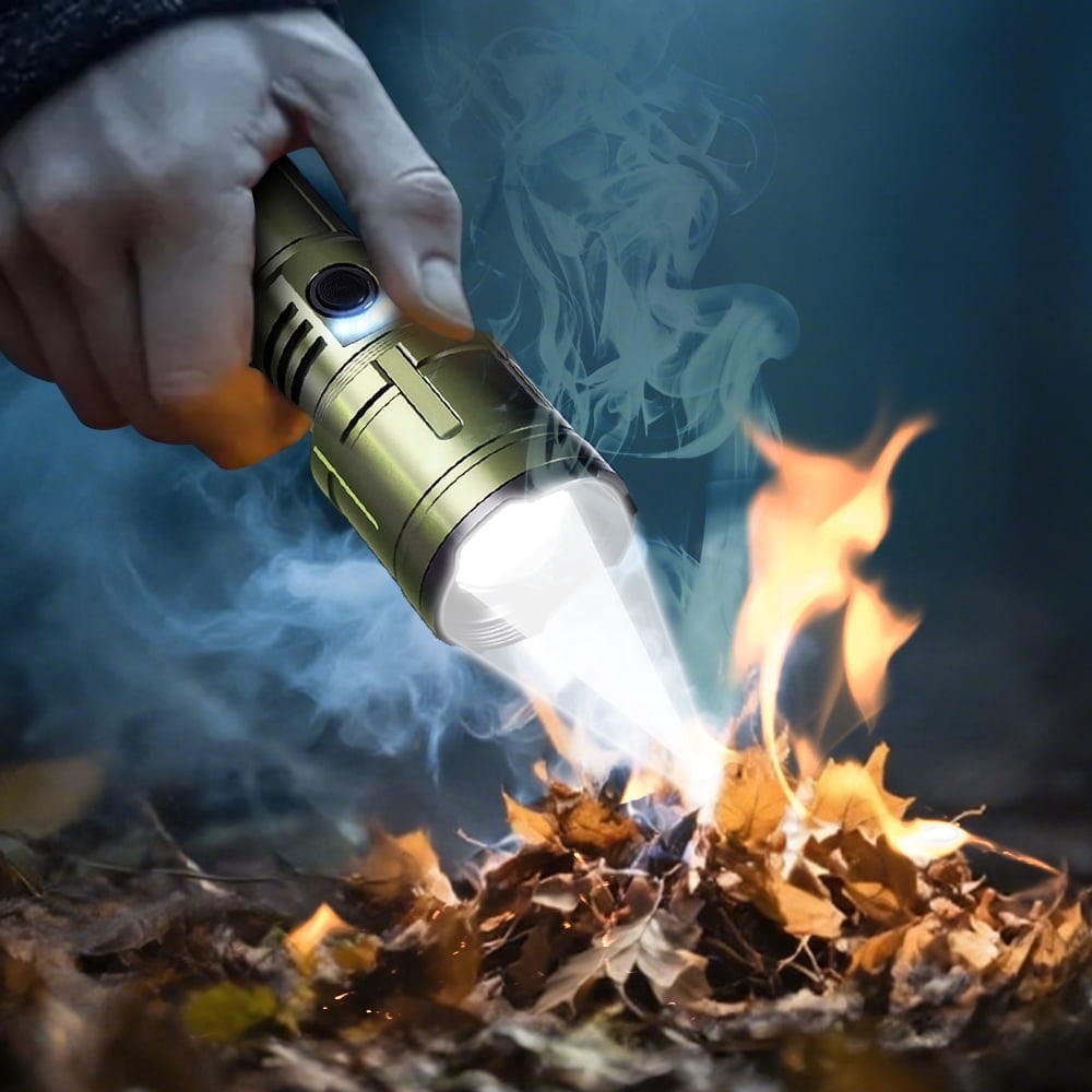 Rechargeable Aluminum Flashlight, Ignition mode , High Brightness, 6000mAh Battery, for Outdoor, Camping, Power Outages