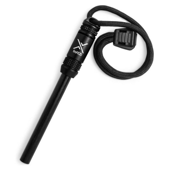 fireROD Ferrocerium Firestarter with Replaceable 5/16 in. Diameter Waterproof Ferro Rod Striker and Tinder Capsule Compartment with Included quickLIGHT Tabs, Works with Most Bushcrafting Knives