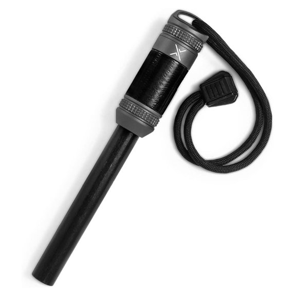 fireROD XL Ferrocerium Firestarter with Replaceable 1/2 in. Diameter Waterproof Ferro Rod Striker, Heavy-Duty Flammable Repair Tape, and Tinder Capsule Compartment with Included quickLIGHT Tabs