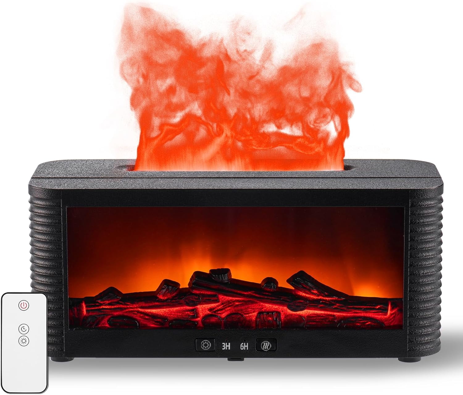 This fireplace diffuser features a remote control, 7 color light modes ...