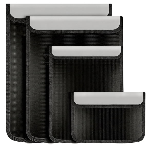 Fireproof Document Box,Blacksmith 4 Pack Fireproof Document Bags with Reflective Strip and Zipper,Fire Proof Money Bag for Cash, Safe Storage for Documents Valuables, Passports