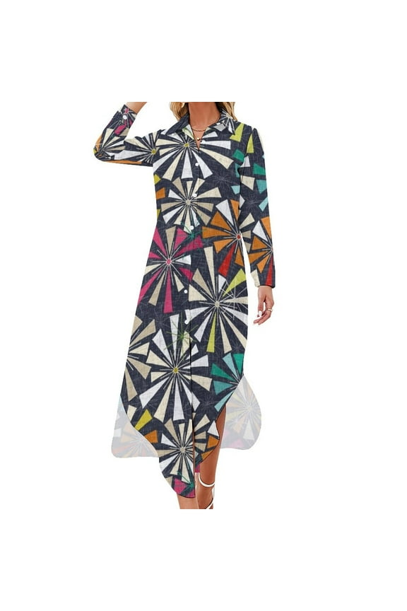 fireworks cobalt Long Sleeved Shirt Dress party dress women elegant luxury Prom gown luxury dresses summer woman dress 2024