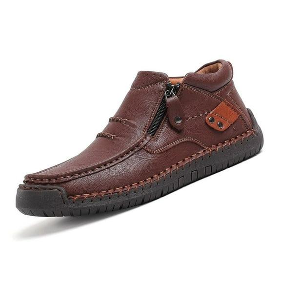 The first young Men's Orthopedic Leather Driving Boots Handmade Premium Slip-On Shoes for Comfort & Style, Ideal for Daily Wear, Work, or Long Drives