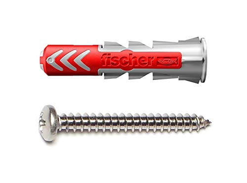 DuoPower 1/4" x 1-3/16" S PH, 50 Plugs & 50 Screws, Powerful Universal Plug with Intelligent 2-Component Technology for Fastenings in Concrete, Bricks, Drywall, Chipboard, etc
