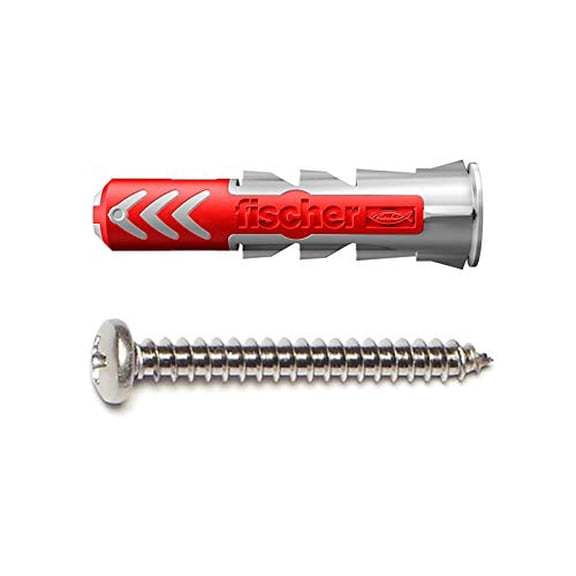DuoPower 1/4" x 1-3/16" S PH, 50 Plugs & 50 Screws, Powerful Universal Plug with Intelligent 2-Component Technology for Fastenings in Concrete, Bricks, Drywall, Chipboard, etc