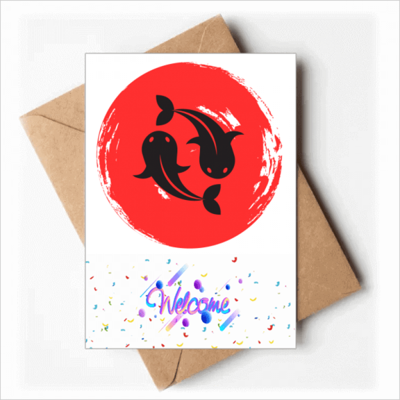 fish brush japan Welcome Back Greeting Cards Envelopes Blank